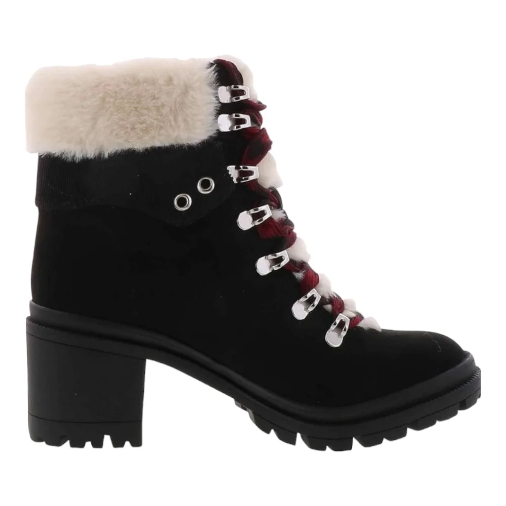 Jellypop SZ 6.5 Kraft Black Faux Fur Lined Lace Up Winter Boots